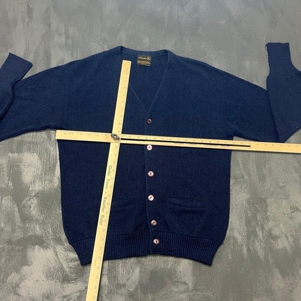 Vintage JC Penny Cardigan Mens XL Blue 1970s Acrylic - Picture 4 of 7